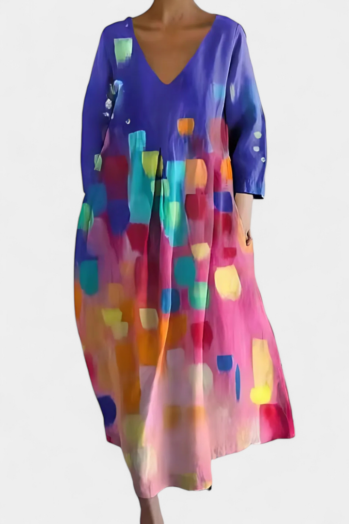 Women's Flowing V-Neck Dress - Your All-Day Comfort