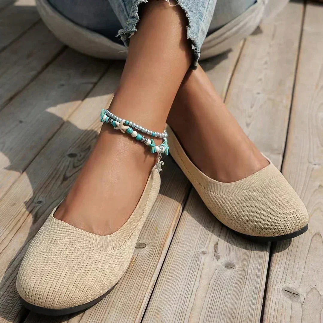 Women's Comfy Knit Ballet Flats - Everyday Elegance