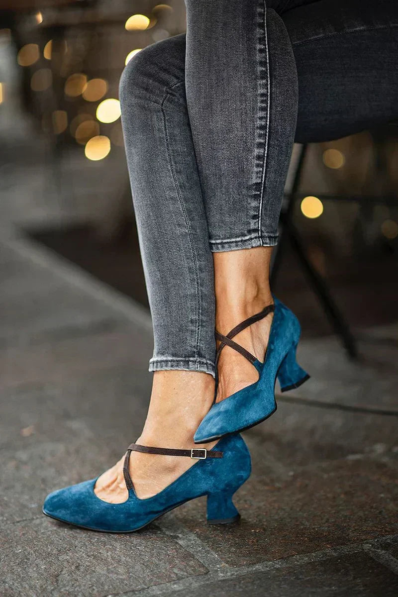 Women's Elegant Strap Mid-Heels - Timeless Comfort