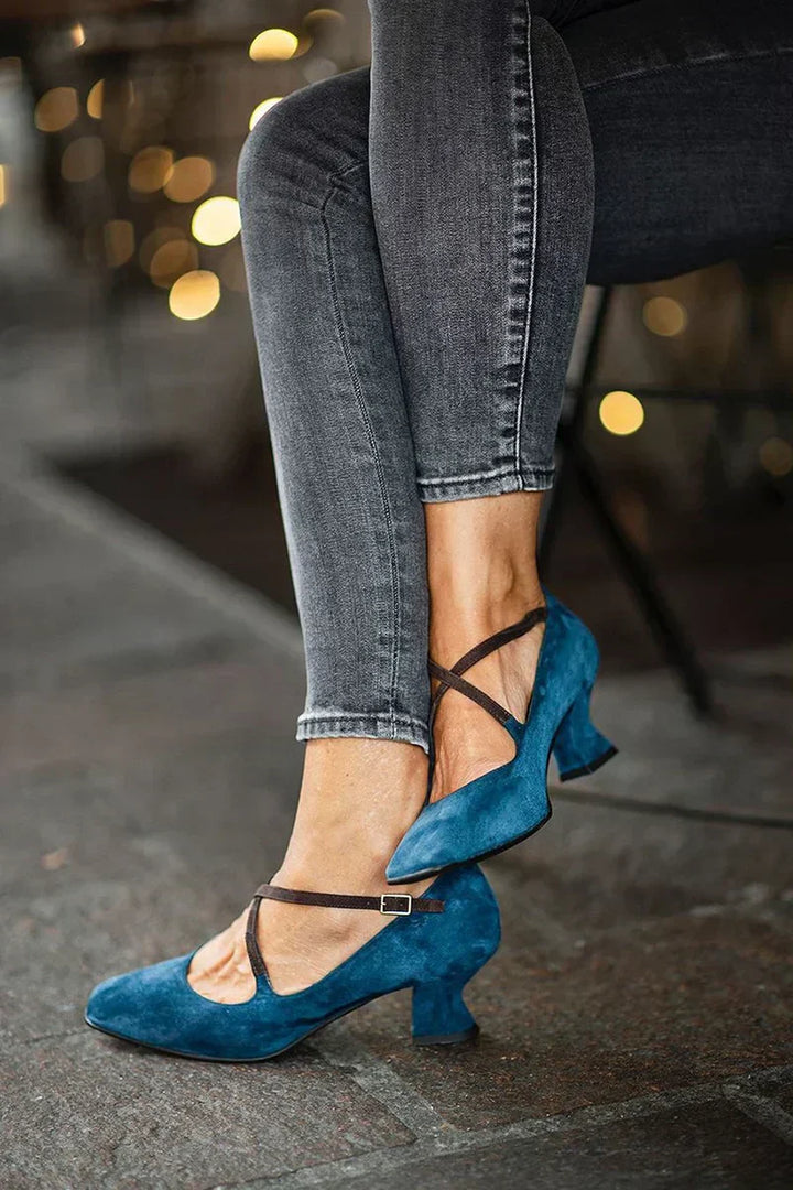 Women's Elegant Strap Mid-Heels - Timeless Comfort