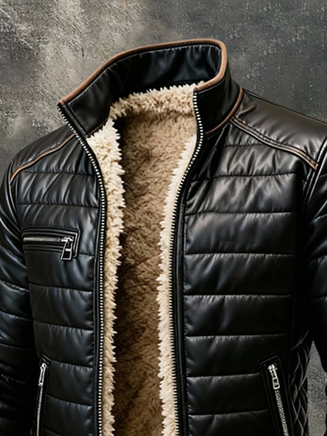 Women's Black Quilted Jacket with Sherpa Lining - Cozy Winter