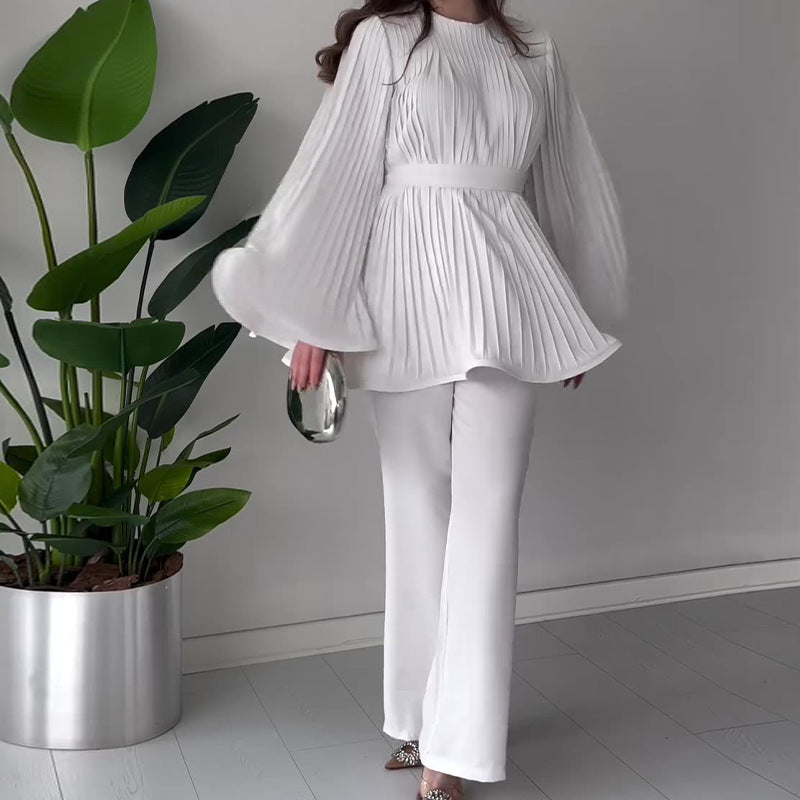 Women's Pleated Two-Piece Set - Effortless Elegance