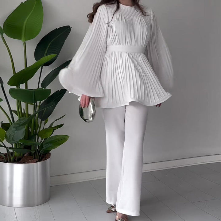 Women's Pleated Two-Piece Set - Effortless Elegance