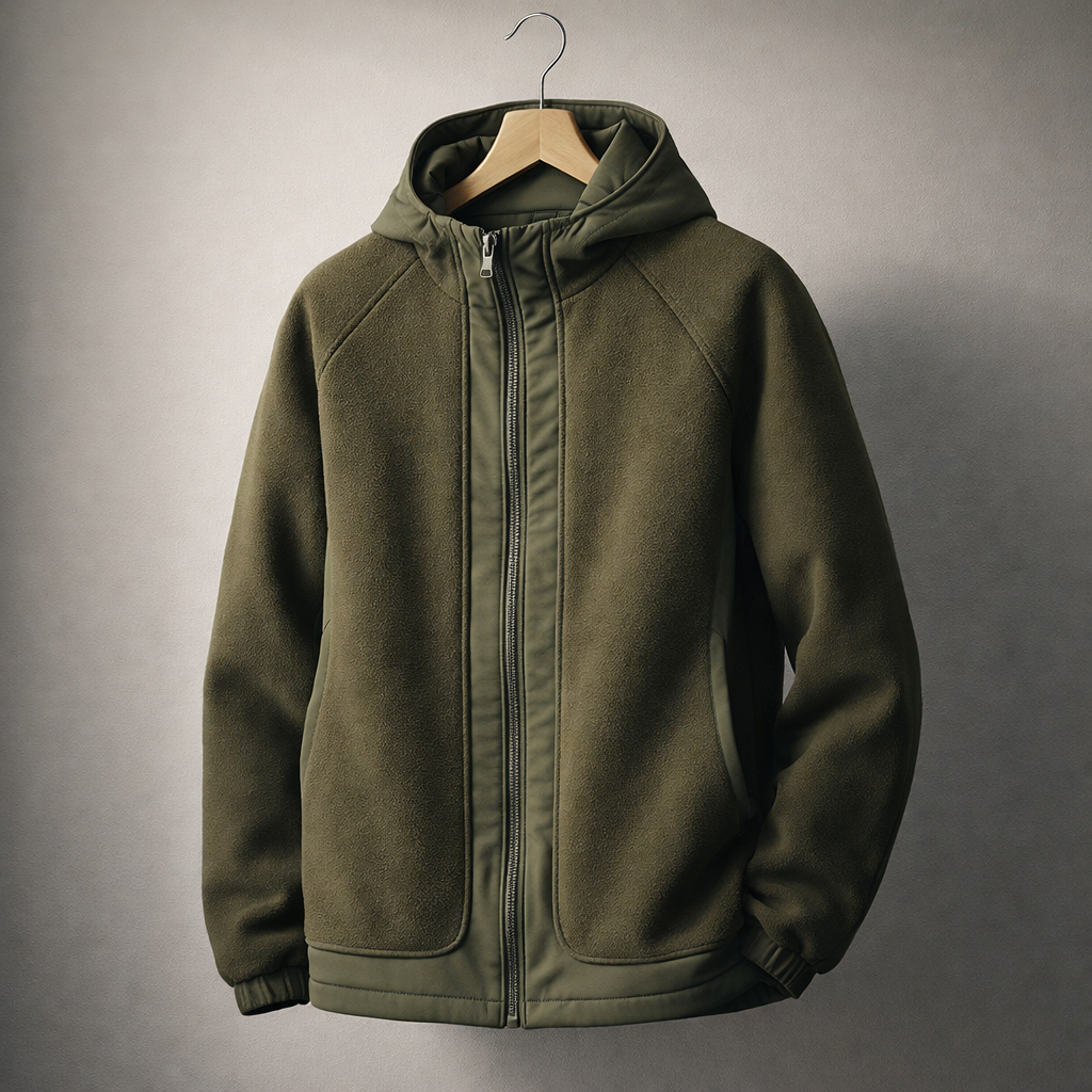 Men's Hooded Fleece Jacket – Two-Panel Layering Jacket with Pockets