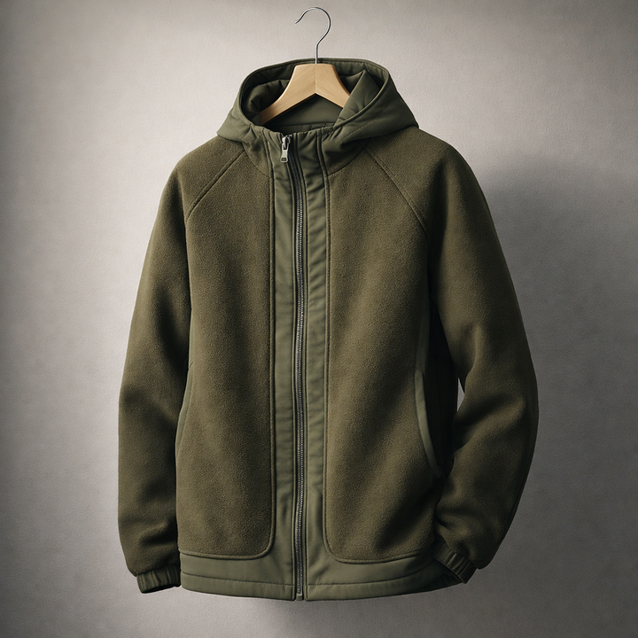 Men's Hooded Fleece Jacket – Two-Panel Layering Jacket with Pockets