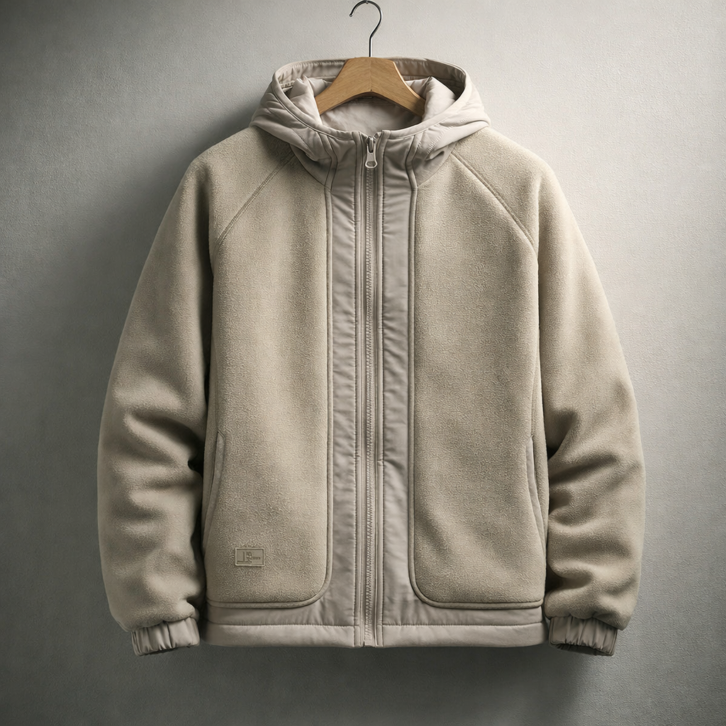 Men's Hooded Fleece Jacket – Two-Panel Layering Jacket with Pockets