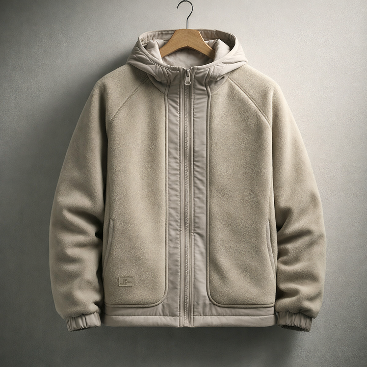 Men's Hooded Fleece Jacket – Two-Panel Layering Jacket with Pockets