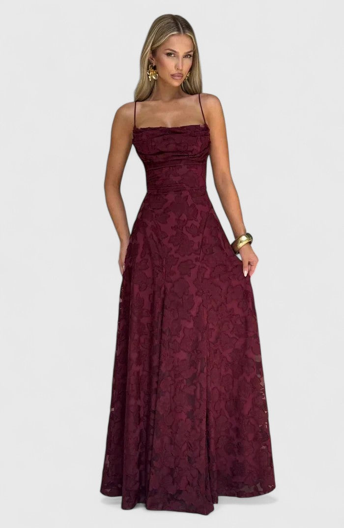 Women's Elegant Cowl Neck Maxi Dress - Wedding Guest