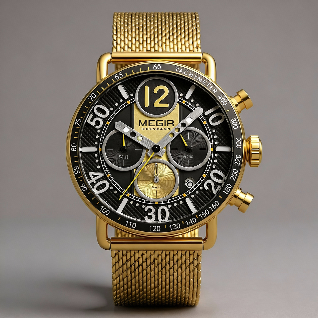 Men's Chronograph Watch 44mm – Gold-Tone Milanese Mesh Bracelet