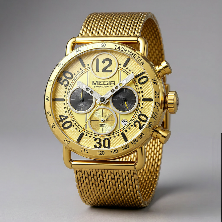 Men's Chronograph Watch 44mm – Gold-Tone Milanese Mesh Bracelet