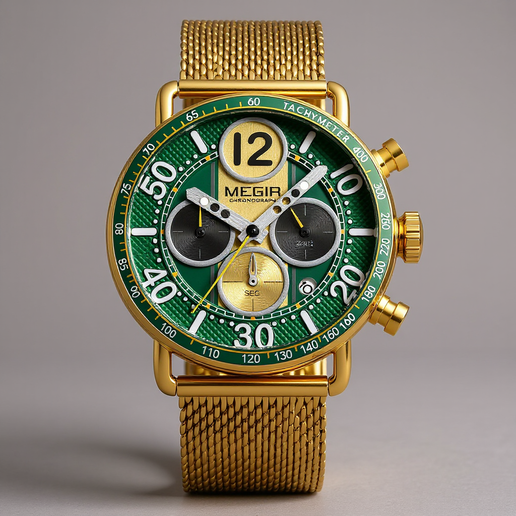 Men's Chronograph Watch 44mm – Gold-Tone Milanese Mesh Bracelet