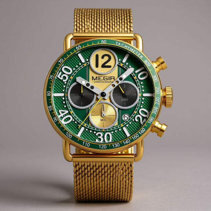 Men's Chronograph Watch 44mm – Gold-Tone Milanese Mesh Bracelet