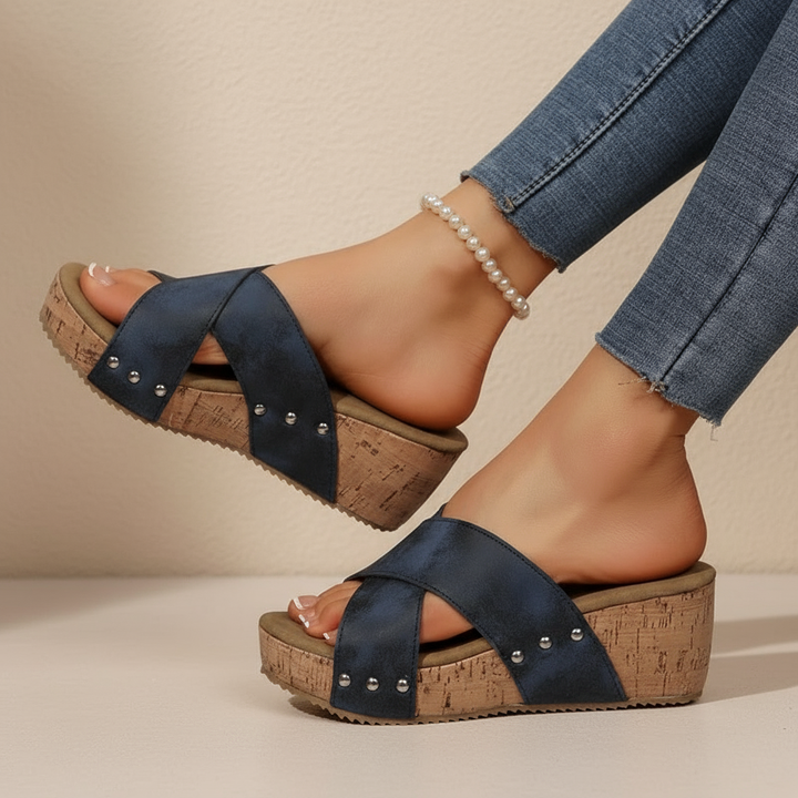 Women's Boho Cork Wedge Sandals - Effortless All-Day Comfort