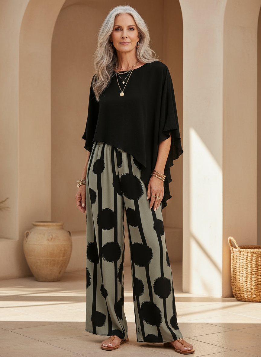 Women's Printed Two-Piece Set - Effortless Summer Breeze