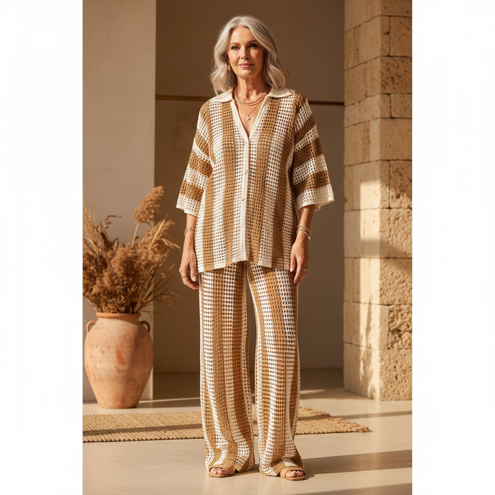 Women's Striped Crochet Summer Set – Bohemian Chic