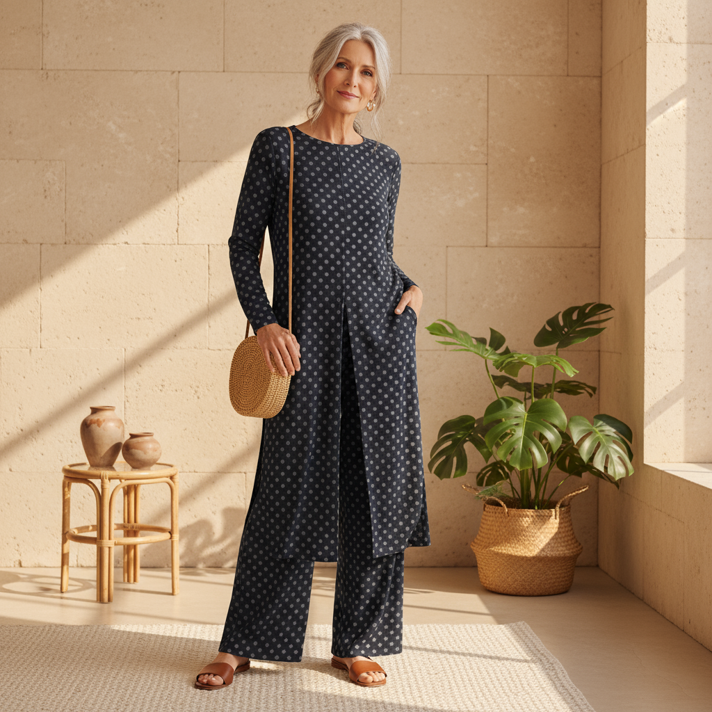 Women's Polka Dot Two-Piece Set - Vintage Charm for Everyday Elegance