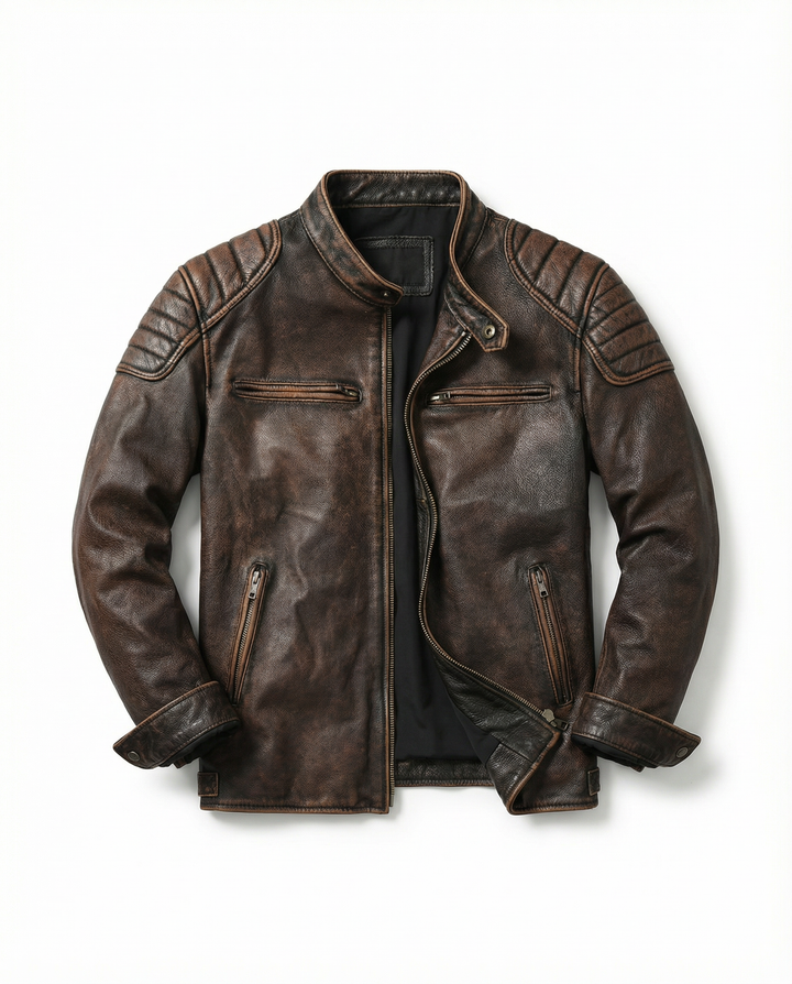 Men's Leather Moto Jacket - Full-Grain Biker Outerwear