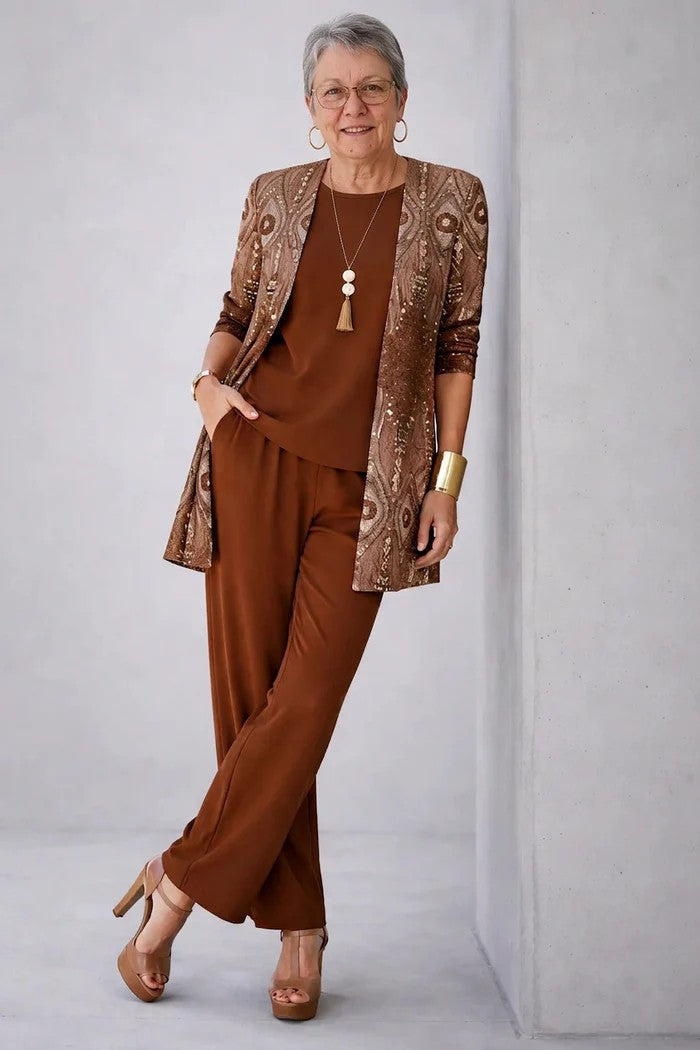 Women's Printed 3-Piece Set - Effortless Everyday Elegance