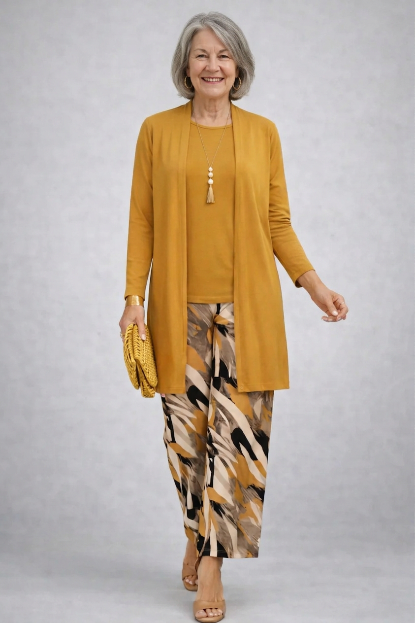 Women's Ailene Patterned Three-Piece Set - Effortless Elegance