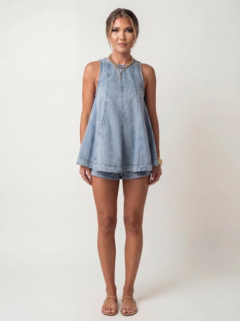 Women's Denim Two Piece Co-Ord Set – Relaxed Matching Outfit