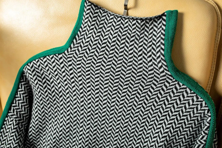 Women's Herringbone High-Neck Sweater - Bold Contrast Stripe