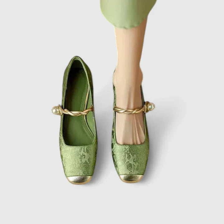 Women's Embellished Mary Jane Heels - Vintage Charm & Comfort