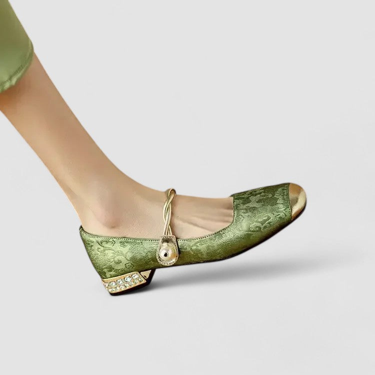 Women's Mary Jane Dress Shoes with Low Block Heel - Vintage Charm