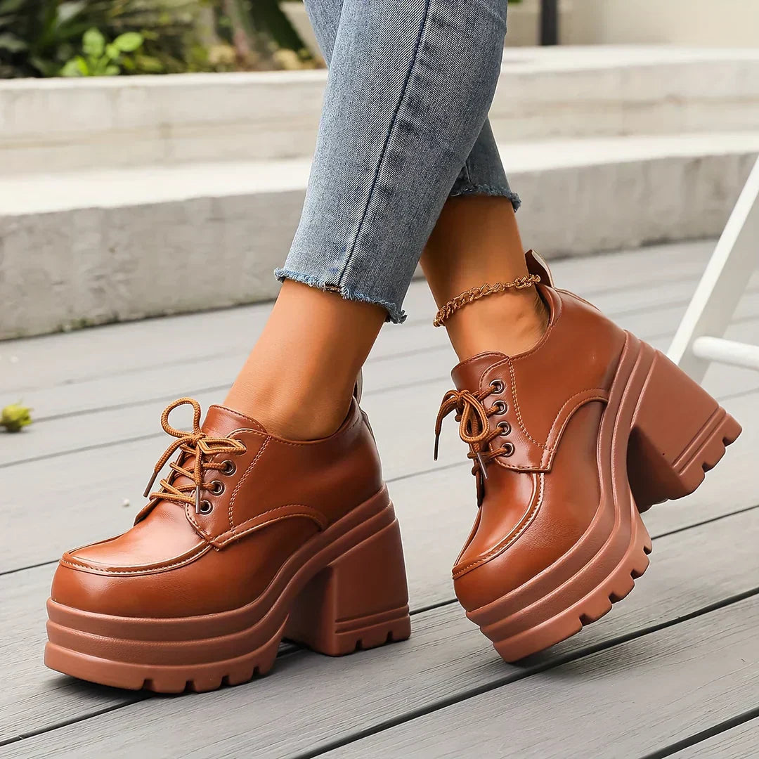 Women's Vegan Leather Platform Oxfords - Elegant Dress Shoes