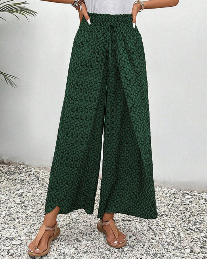 Women's Geometric Print Wide-Leg Trousers - Bold & Comfortable