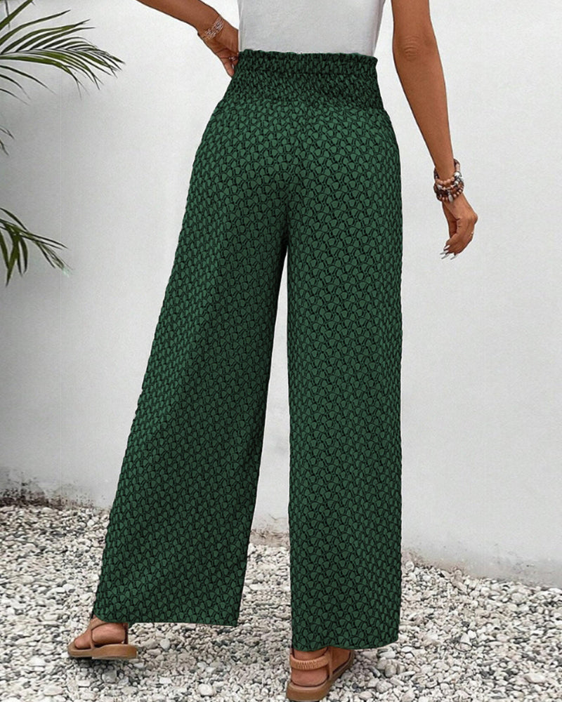 Women's Geometric Print Wide-Leg Trousers - Bold & Comfortable