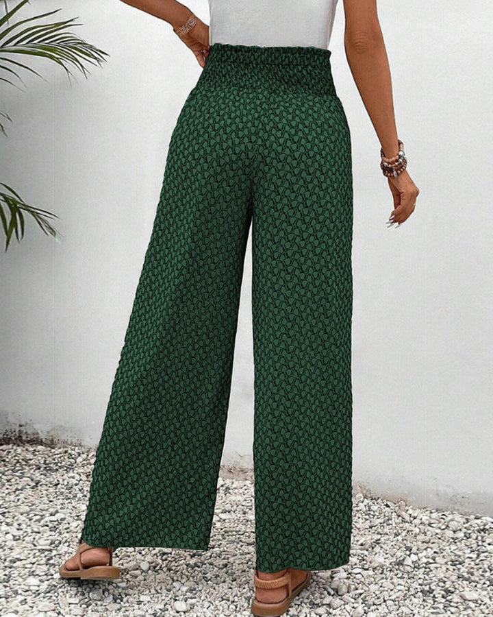 Women's Geometric Print Wide-Leg Trousers - Bold & Comfortable