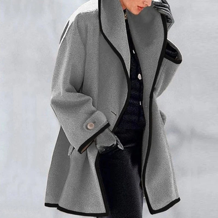 Women's Double-Breasted Cotton Blend Coat - Warm & Elegant