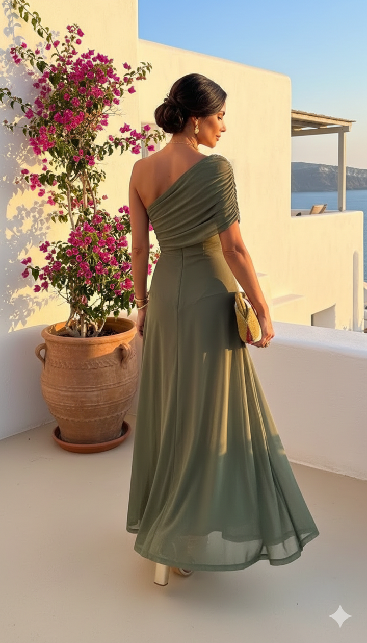 Women's Flowing Wide Dress - Natural Elegance for Day and Night