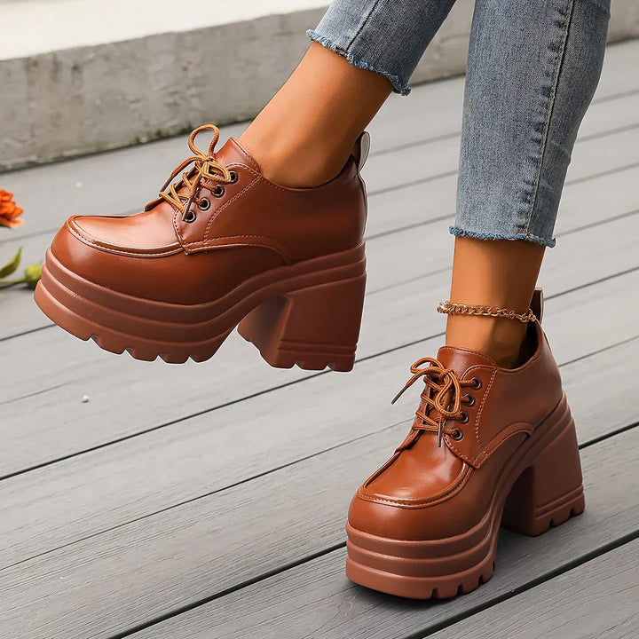 Women's Vegan Leather Platform Oxfords - Elegant Dress Shoes