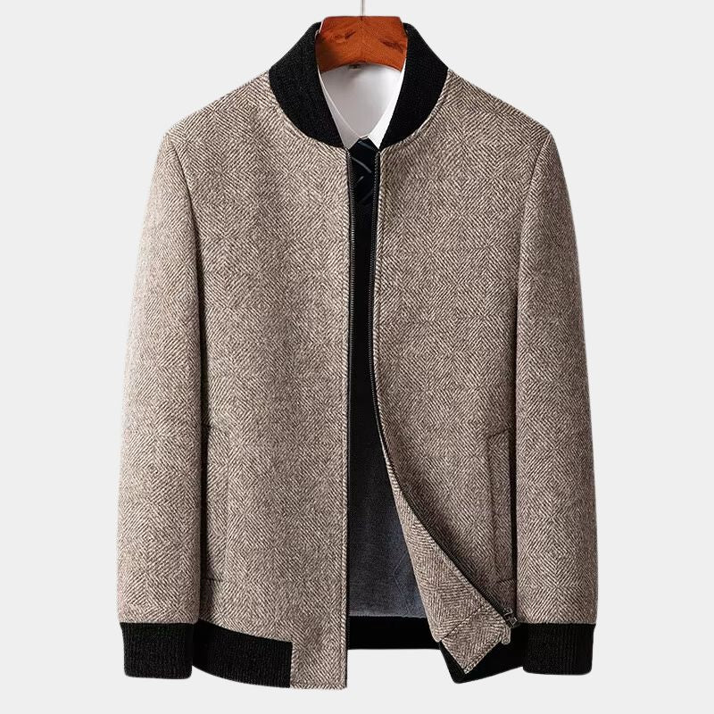 Men's Wool Herringbone Blazer – Smart Tailored Layering Jacket