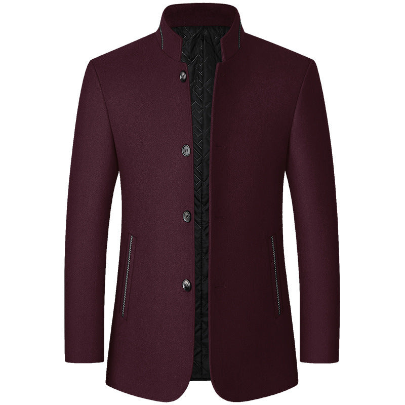 Men's Wool-Blend Overcoat – Quilted Warm Winter Coat