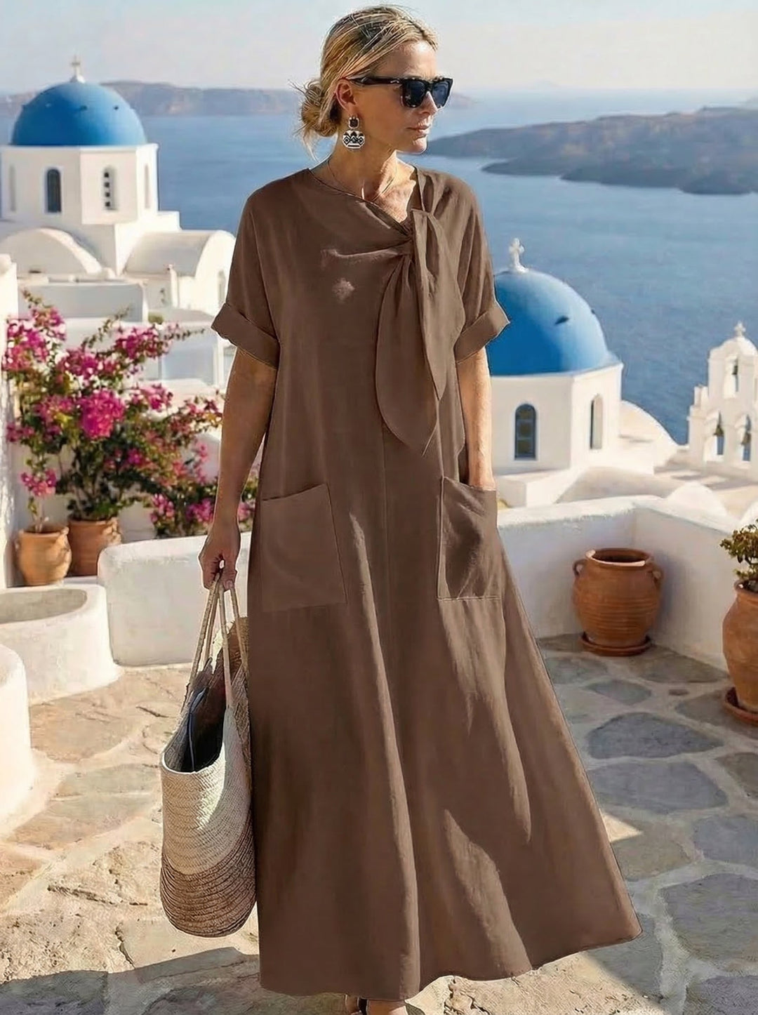 Women's Elegant Dress with Pockets - Effortless Summer Elegance