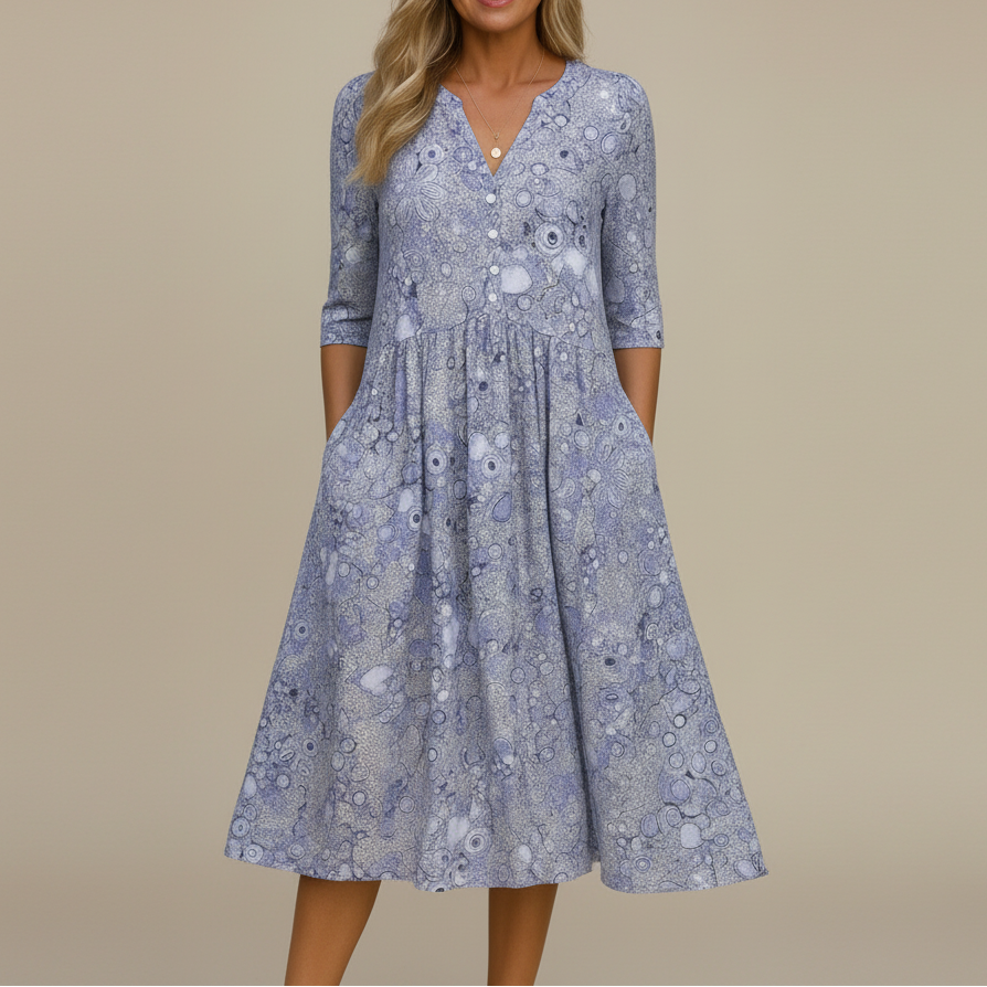 Women's V-Neck Midi Dress – Elegant Day-to-Evening
