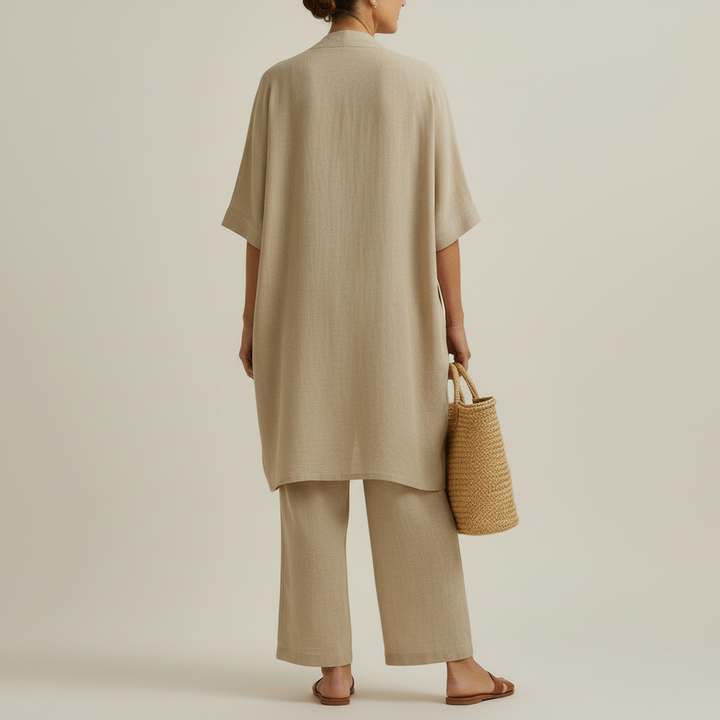 Women's Linen & Cotton Three-Piece Set - Effortless Minimalist