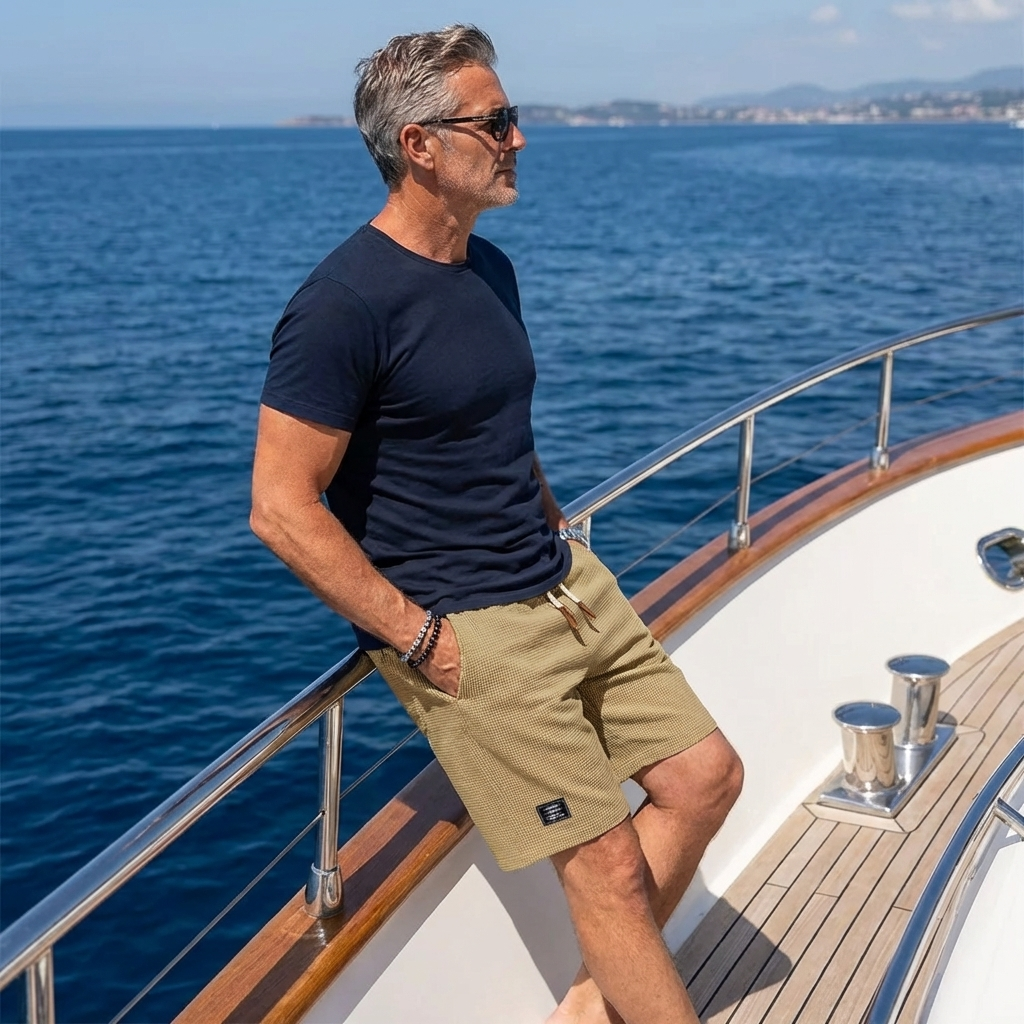 Men's Waffle-Knit Tailored Shorts – Smart Casual Comfort – view 4