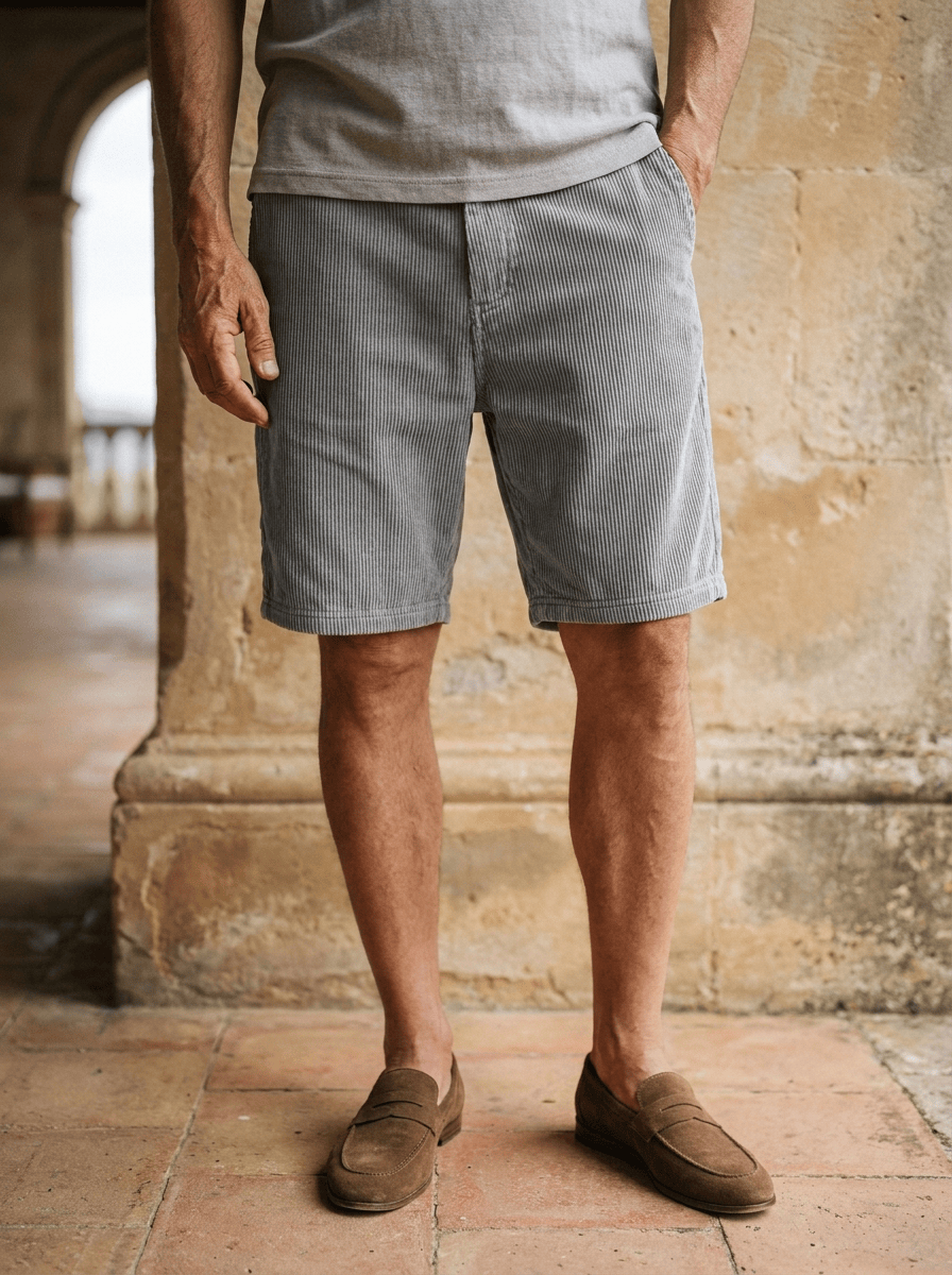 Men's Corduroy Summer Shorts – Soft Cotton – Elasticated Waist