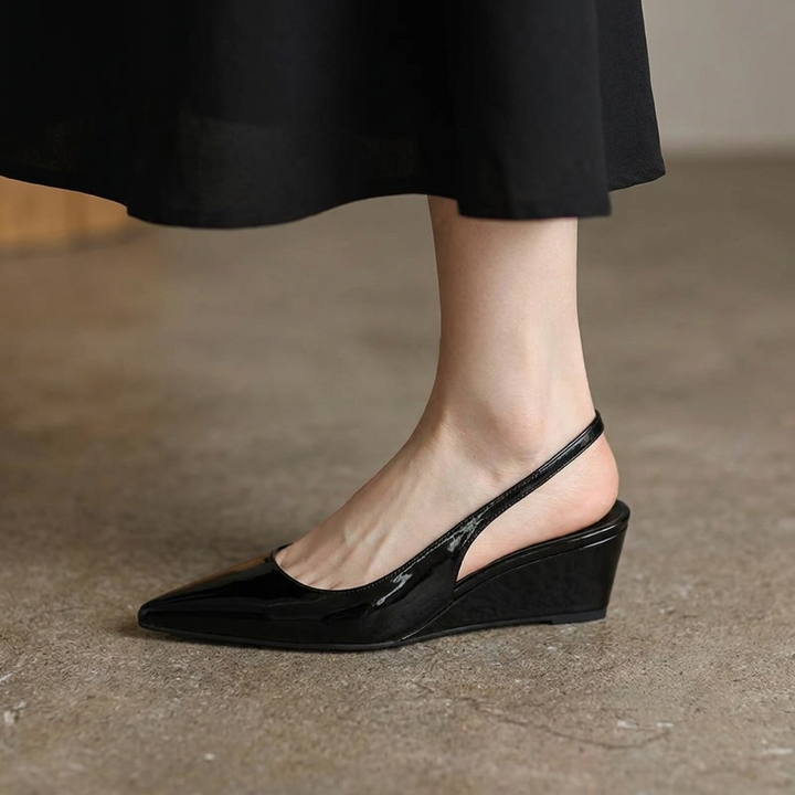 Women's Pointed-Toe Slingback Wedge Heels - Elegant Comfort