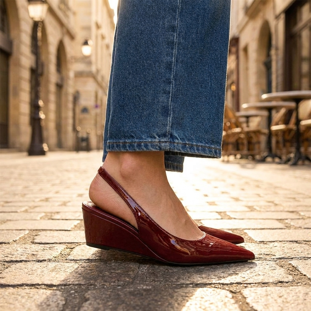 Women's Pointed-Toe Slingback Wedge Heels - Elegant Comfort