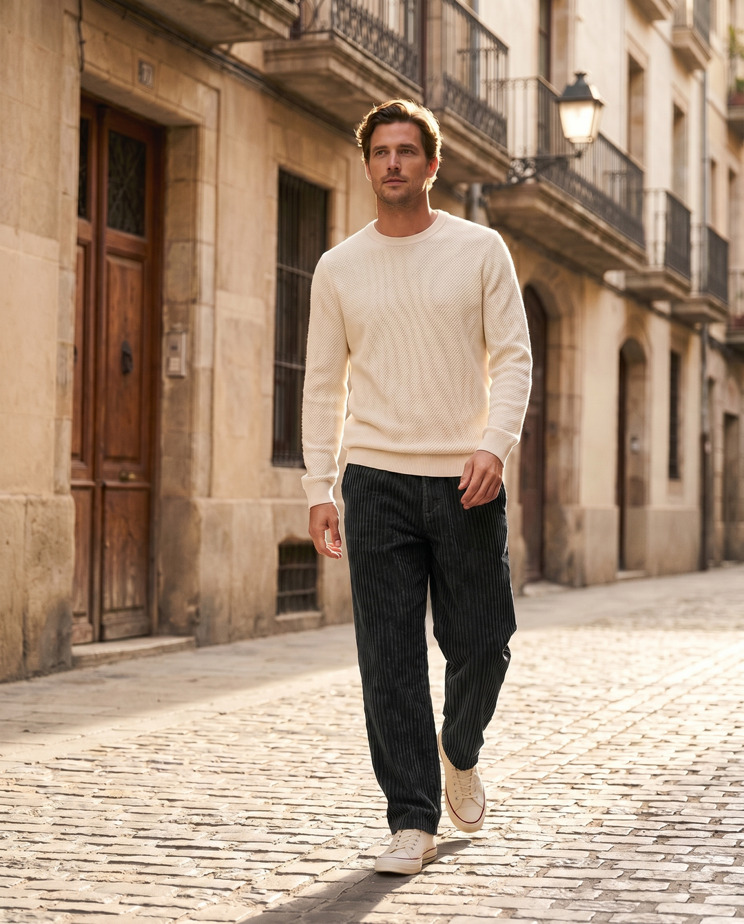 Monaco corduroy trousers in black, street
