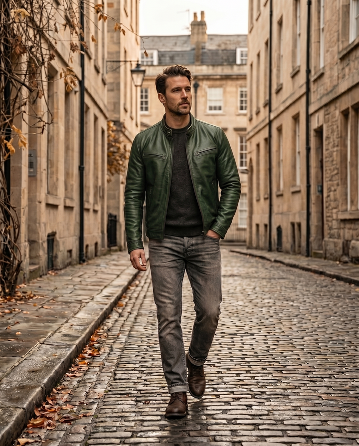 California jacket in green, street