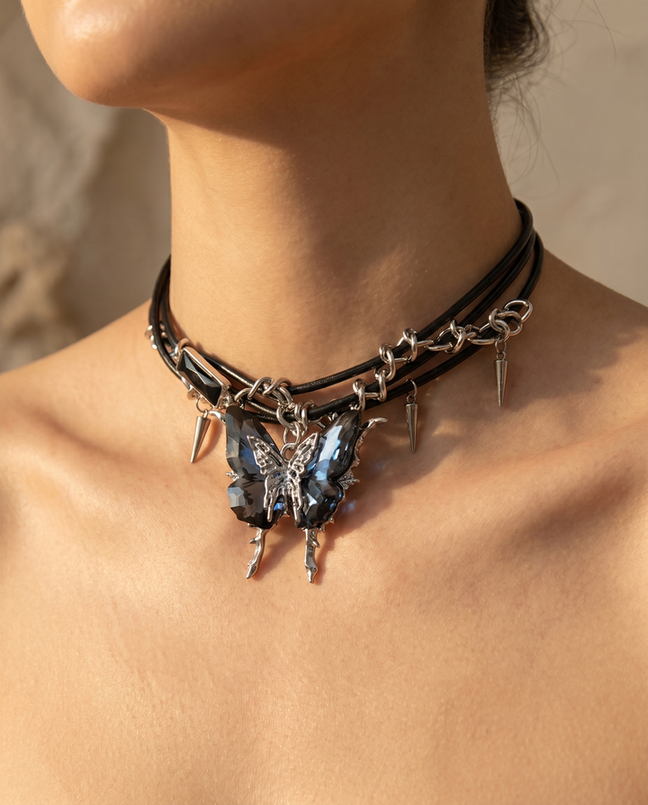 Glimmerrs butterfly choker neck close-up