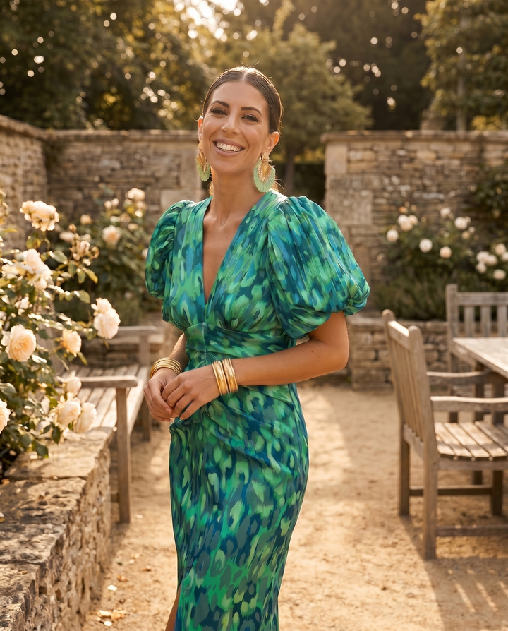 Tora Pleated-Sleeve Dress