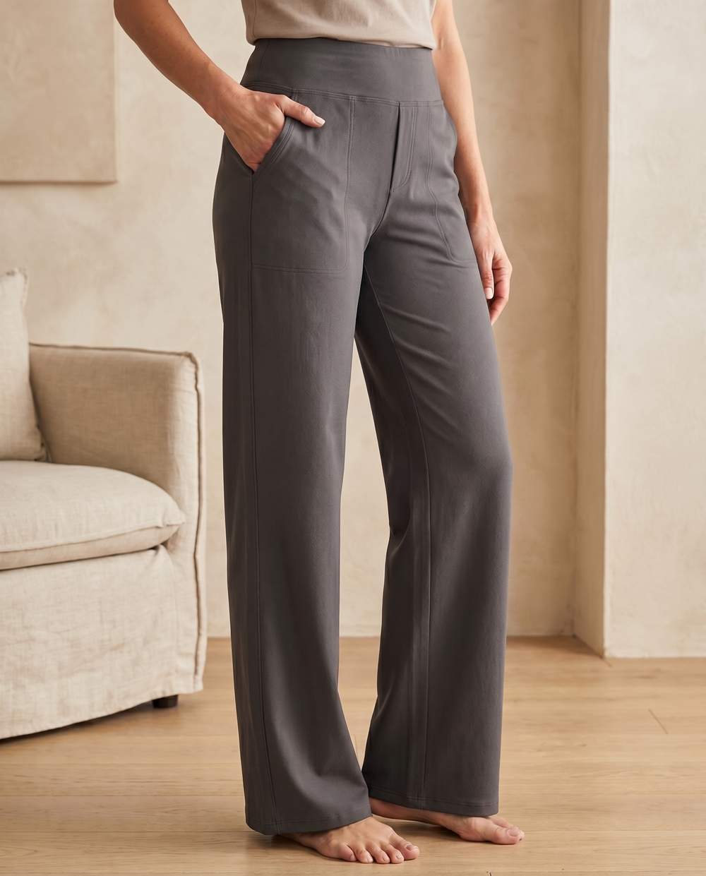 Sanne High-Waist Stretch Trousers in Dark Grey — Aldridge & Hart