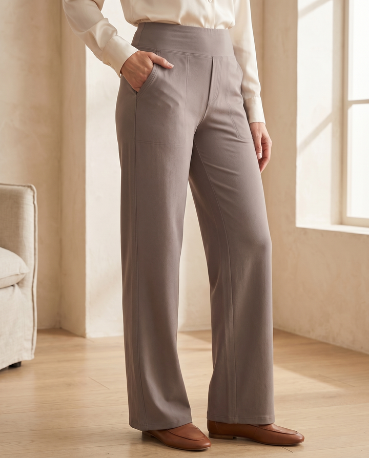 Sanne High-Waist Stretch Trousers — styled for a day out — Aldridge & Hart