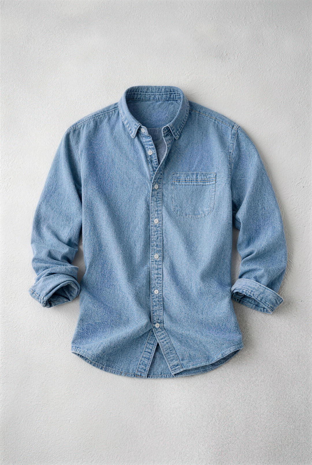 Men's Cotton Casual Shirt – Vintage-Washed Long-Sleeve Everyday Shirt